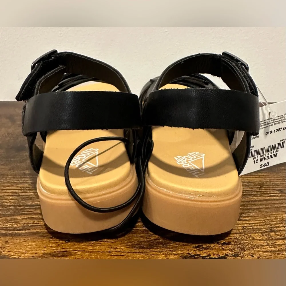 Thereabouts Girls Black Alana Sandals NWT Toddler Girls 12